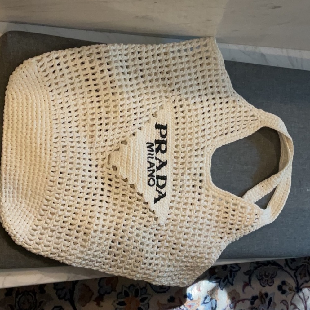 NEVER USED! Prada Cream Crochet Tote Bag